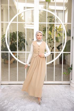 Yelek Etek İkili Kombin 2265 Bej