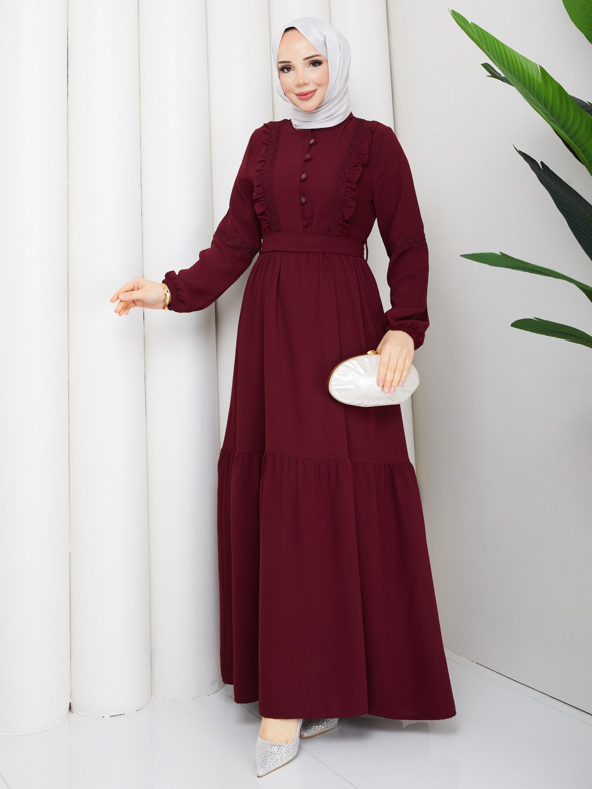 DAMLA ELBİSE BORDO