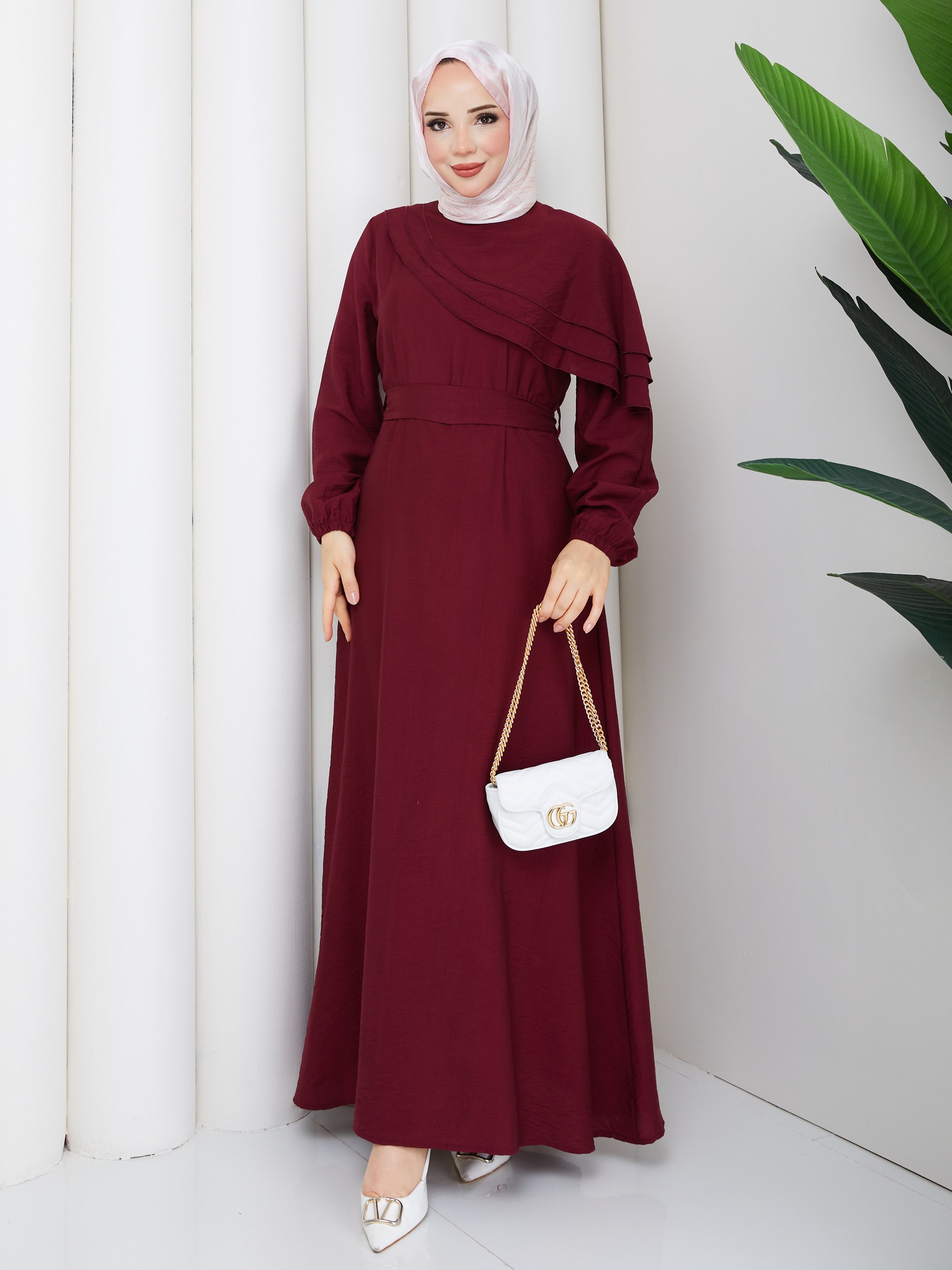 DEMET ELBİSE BORDO