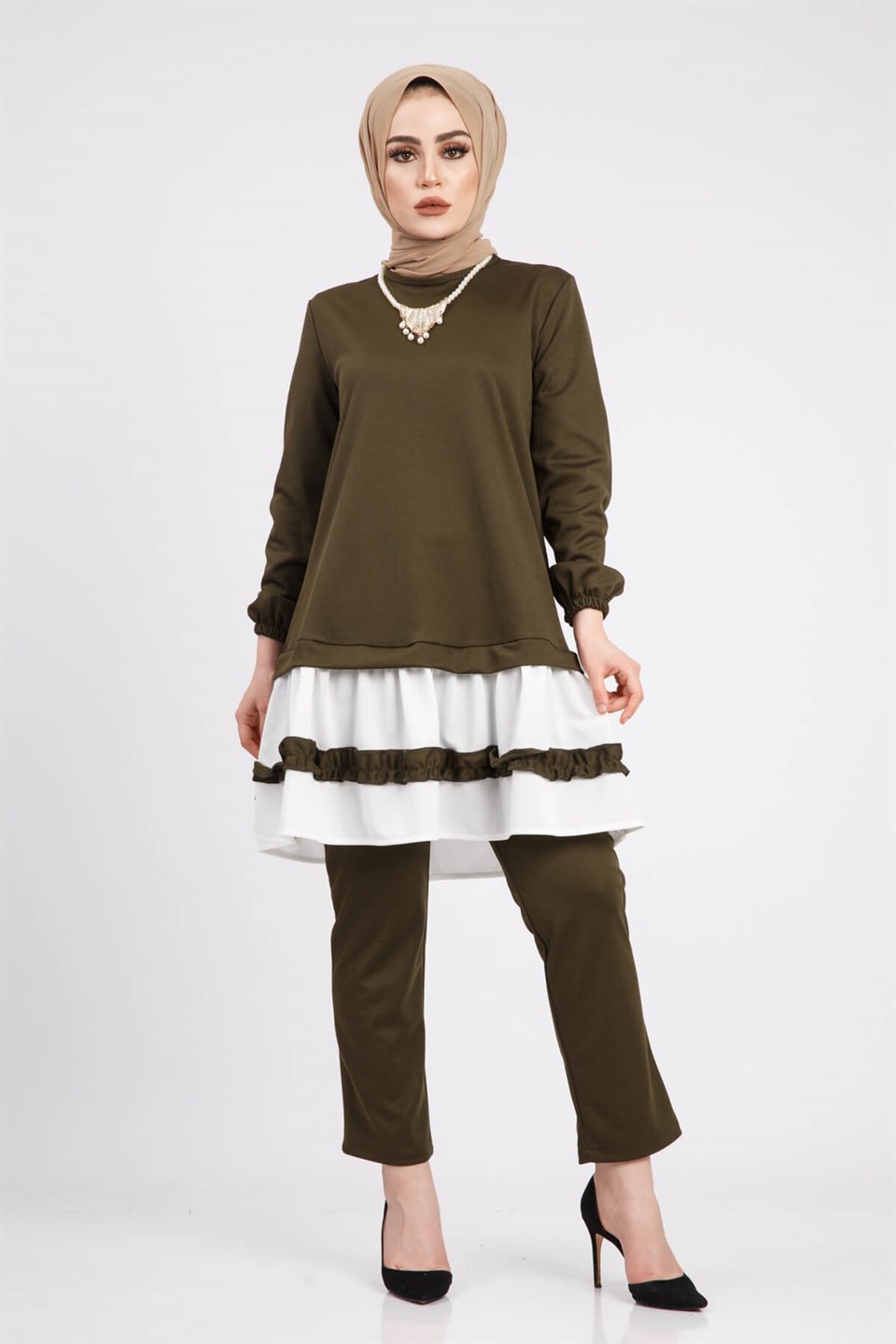 Fırfırlı Tunik Pantolon 5721 Haki