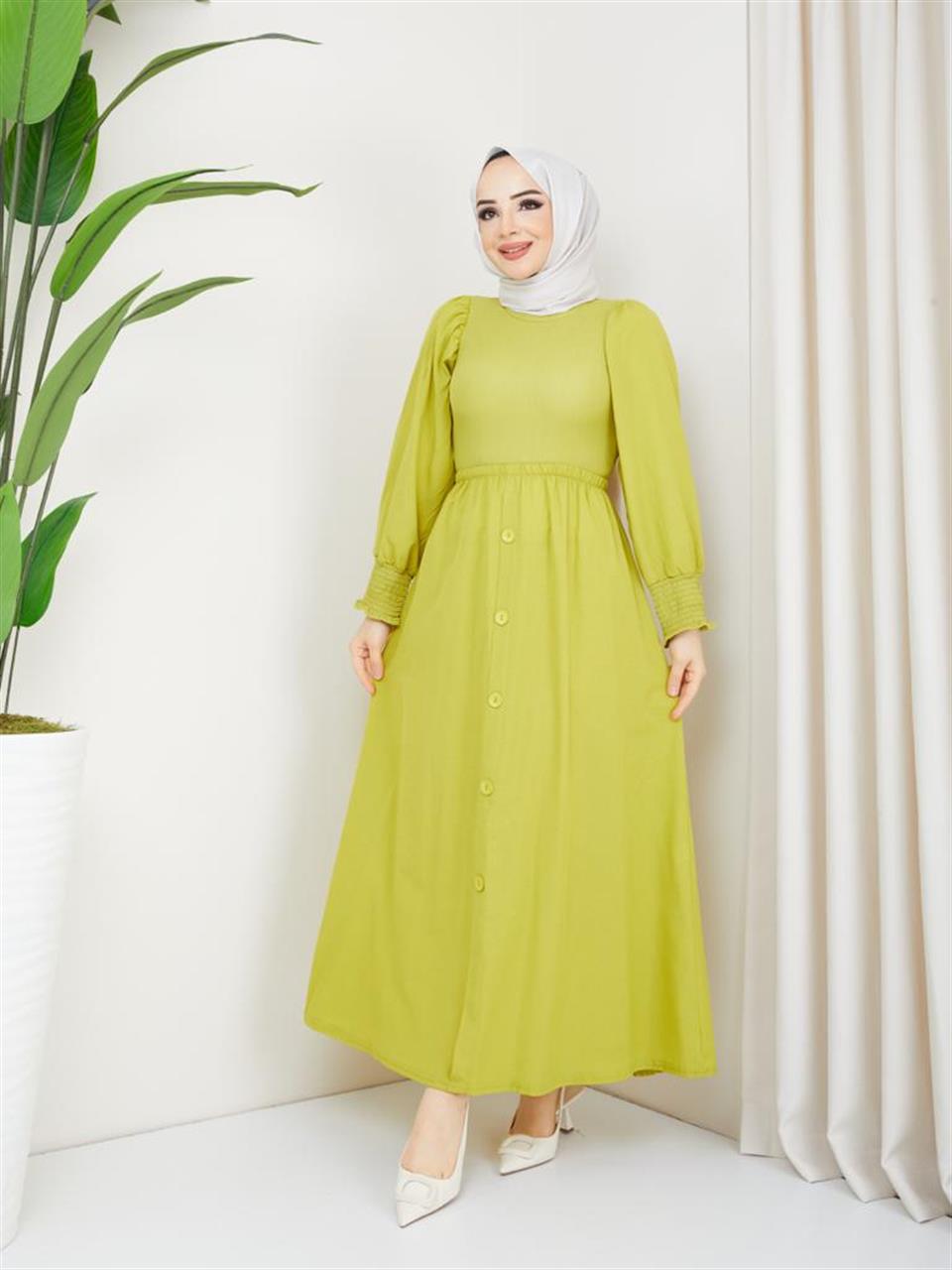 Garnili Tesettür Elbise 6039 Hardal