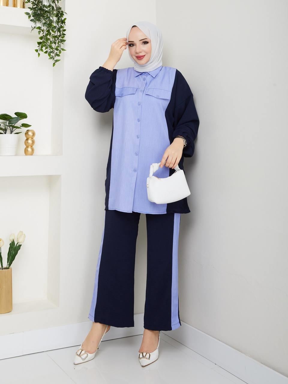 Garnili Tunik Pantolon Tesettür Kombin 2271 Lacivert