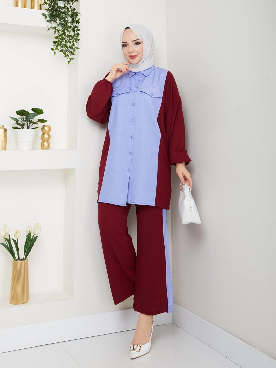Garnili Tunik Pantolon Tesettür Kombin 2271 Bordo