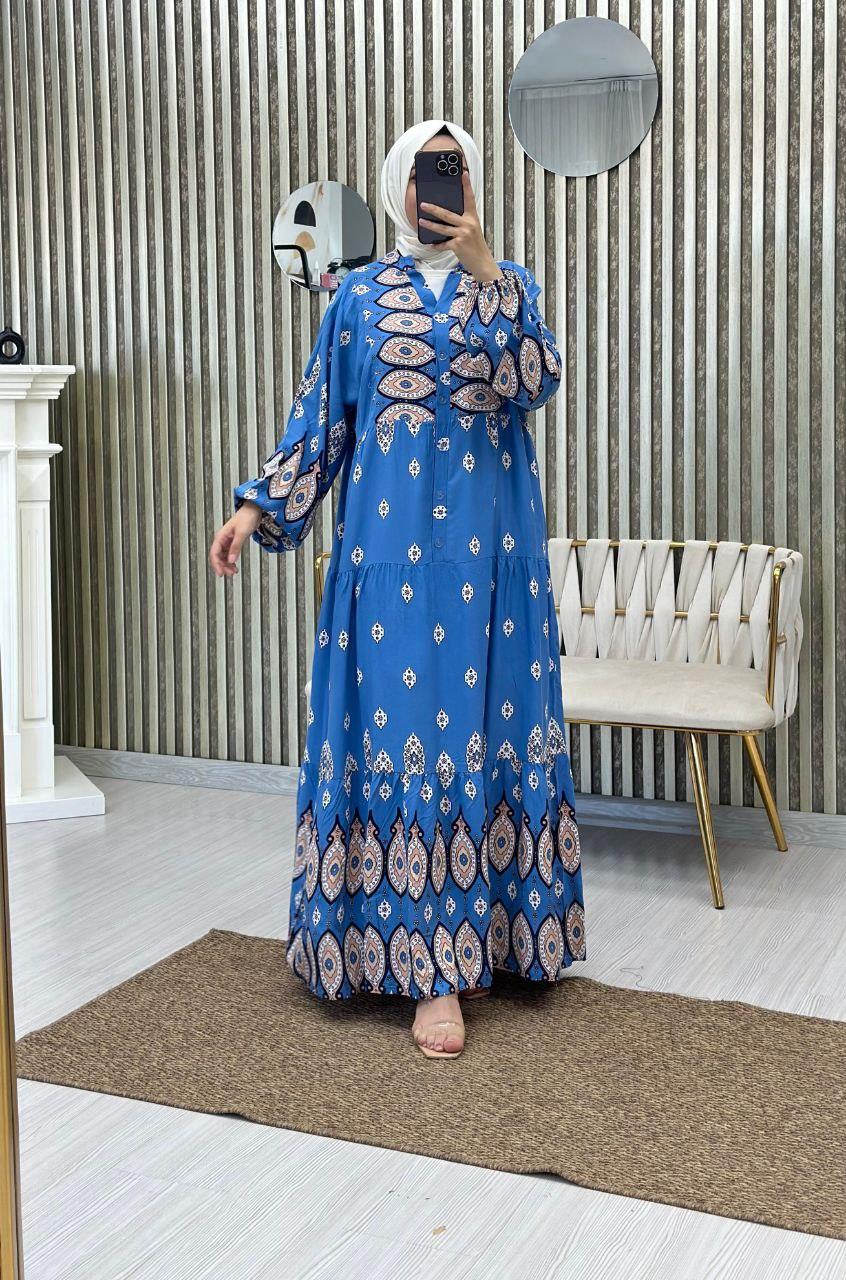 Katleya Salaş Tesettür Elbise 7004 İndigo