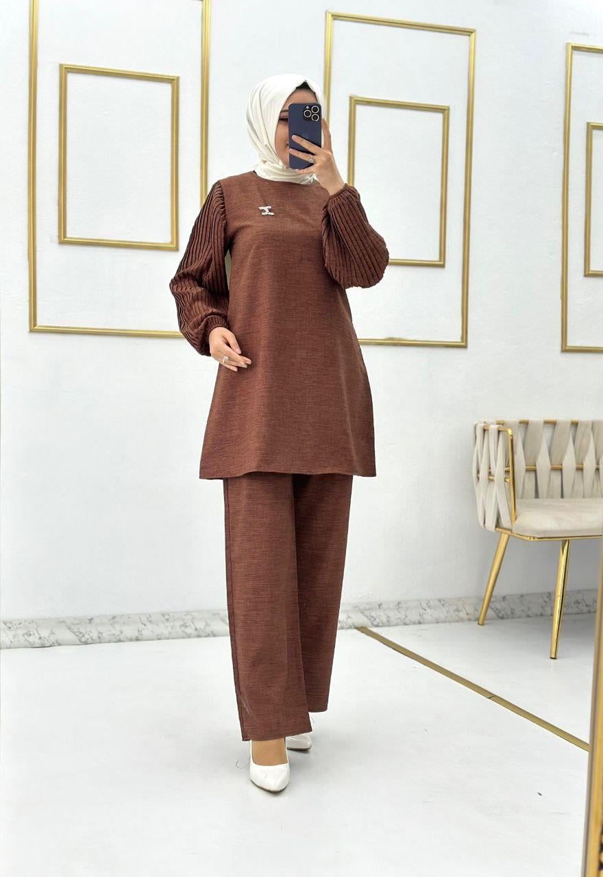 Kolları Piliseli Tesetttür Kombin 6096 Taba