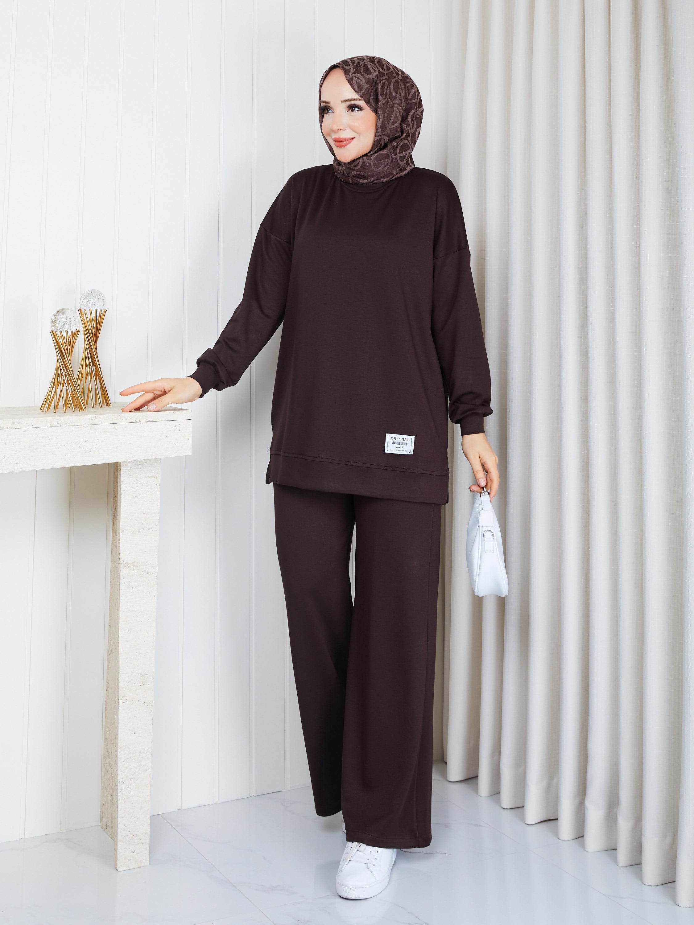 MODAL SWEATSHİRT İKİLİ TAKIM KAHVE
