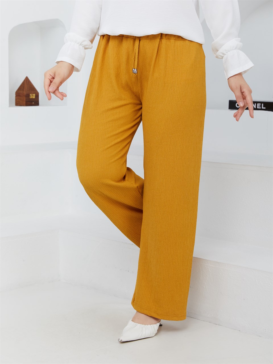 Rahat Kalıp Dalgıç Tesettür Pantolon 1022 Hardal