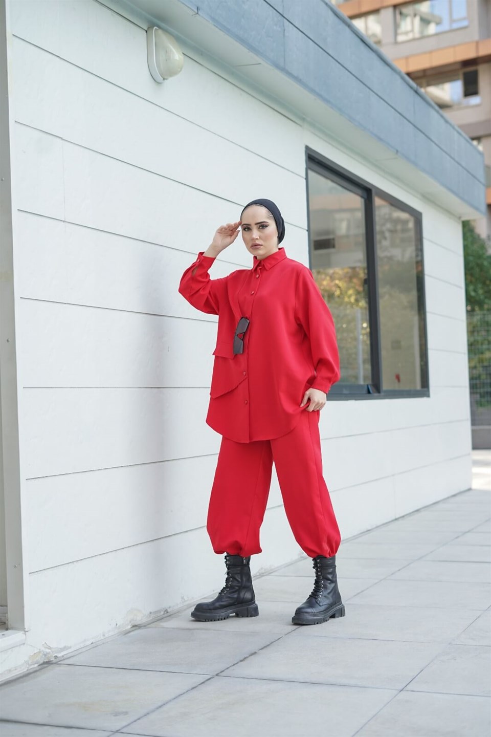 Salaş Kalıp Tunik Pantolon 2'li Kombin 10641 Bordo