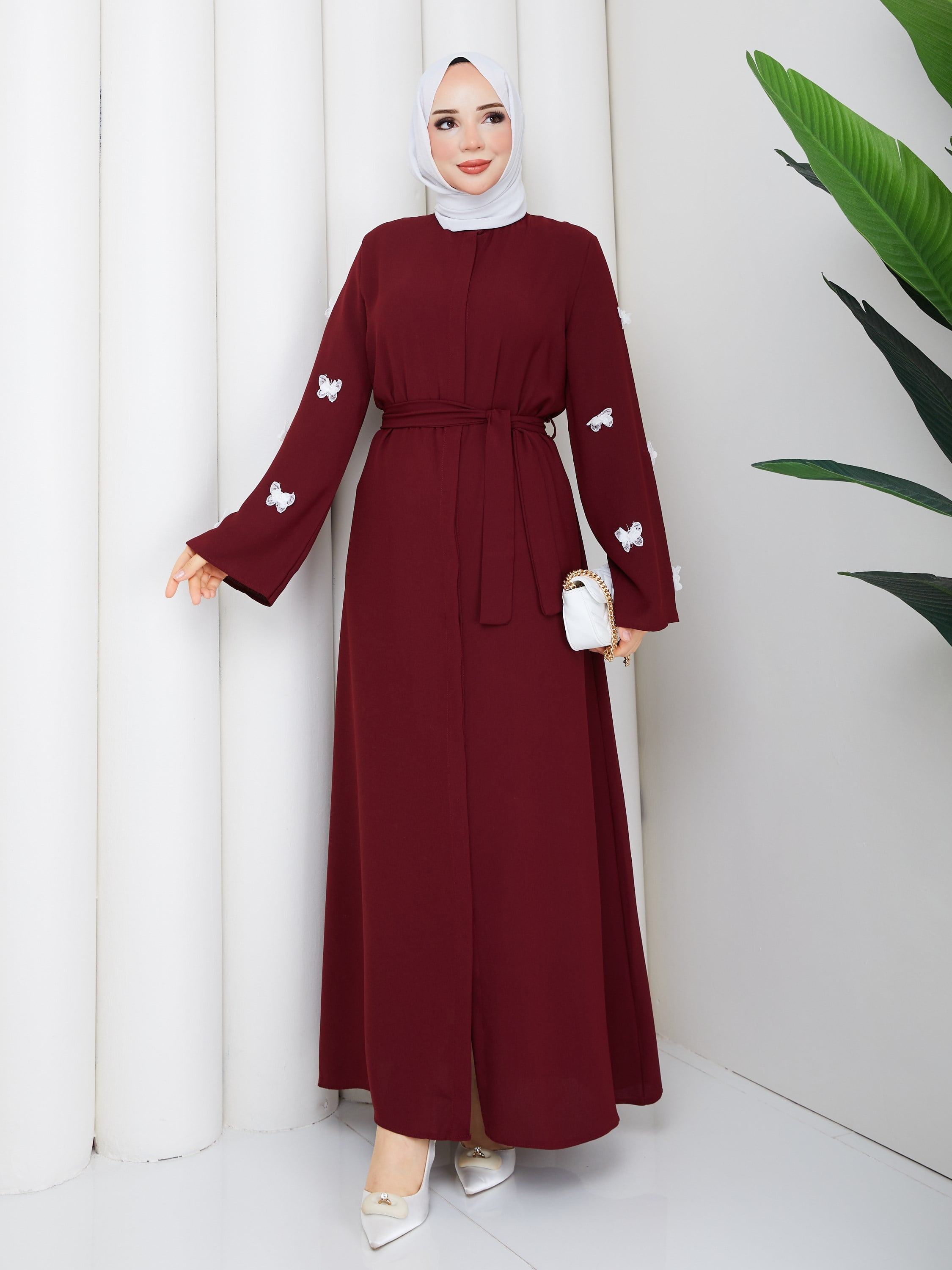 SUNA ELBİSE BORDO