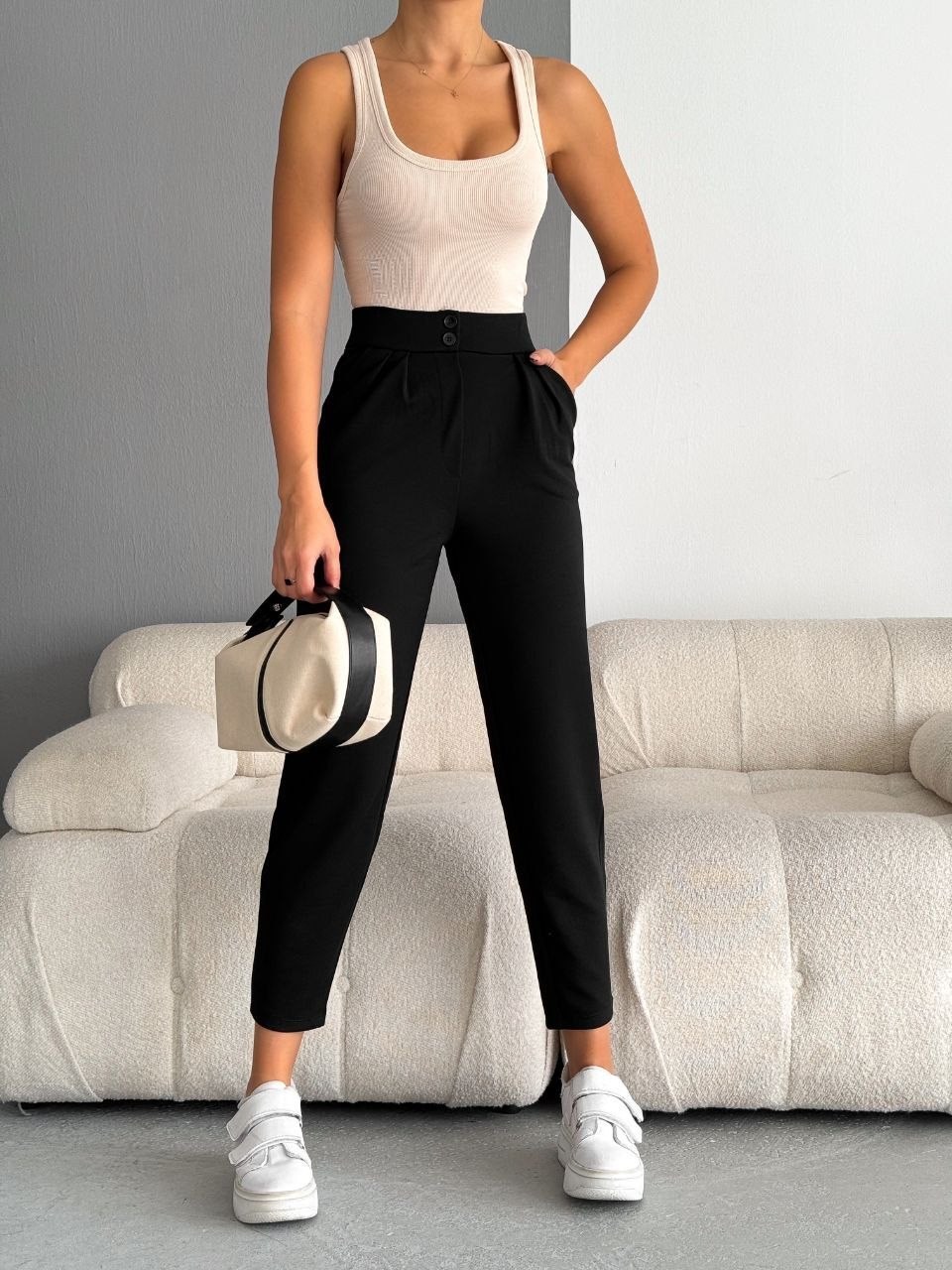 ZARA CREP FULL LİKRALI HAVUÇ PANTOLON SİYAH