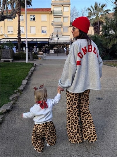  LEOPAR YETİŞKİN OVERSİZE PALAZZO EŞOFMAN ALTI 