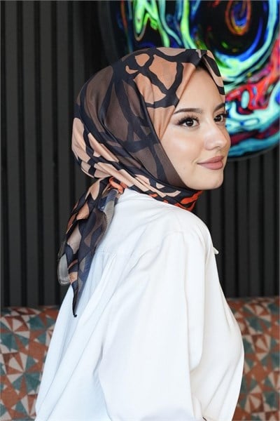 Dallı Desen Turuncu Soft Pamuk Eşarp