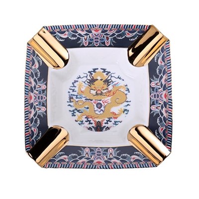 Elegant Chinese Dragon Büyük Boy 4lü Puro Küllüğü Desenli Gold