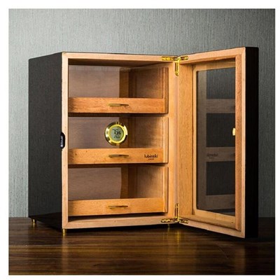 Lubinski Camlı 3 Çekmeceli Humidor Puro Kutusu Maun 100s
