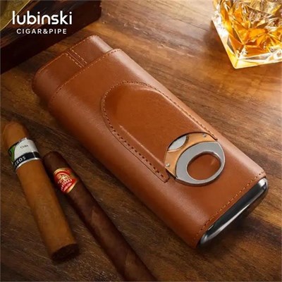Lubinski Deri 3lü Puro Kılıfı Kesicili Kahve(60 Ring)