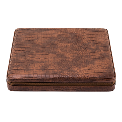 Lubinski Deri Sedirli Seyahat Puro Sunum Kutusu Slim Humidor 10s Kahve