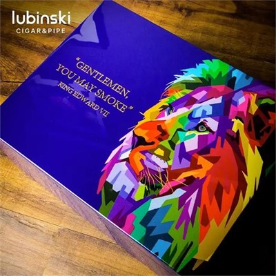Lubinski Humidor Puro Kutusu Lacivert Lake Lion 50s