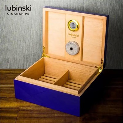 Lubinski Humidor Puro Kutusu Lacivert Lake Lion 50s