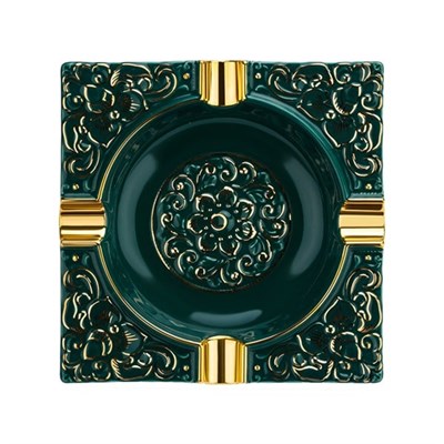 Lubinski Kabartma Motif Porselen Puro Küllüğü Yeşil/Gold 4lü