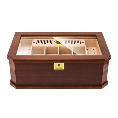 Lubinski New Cedar Camlı Tepsili Puro Kutusu Humidor Kahve 100s