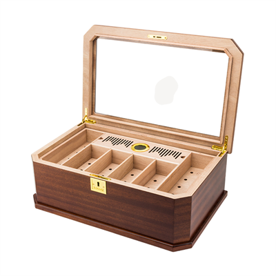 Lubinski New Cedar Camlı Tepsili Puro Kutusu Humidor Kahve 100s