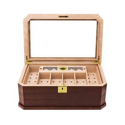 Lubinski New Cedar Camlı Tepsili Puro Kutusu Humidor Kahve 100s