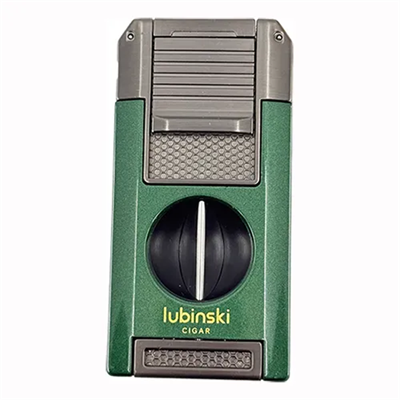 Lubinski Premium Çift Torch Puro Çakmağı Dahili V-Cut Kesici - Delici - İğne- Sehpa Yeşil