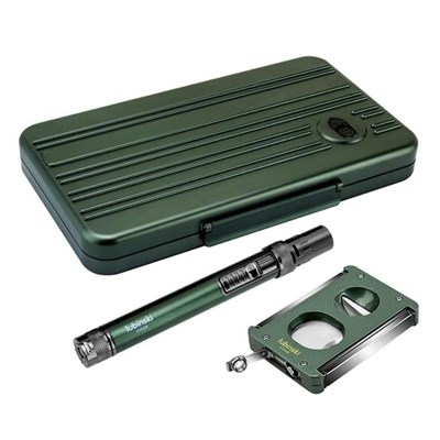 Lubinski Special Edt. Aluminyum Slim Puro Taşıma Çantası Yeşil Çakmak+V-Cut Kesici/Delici Set