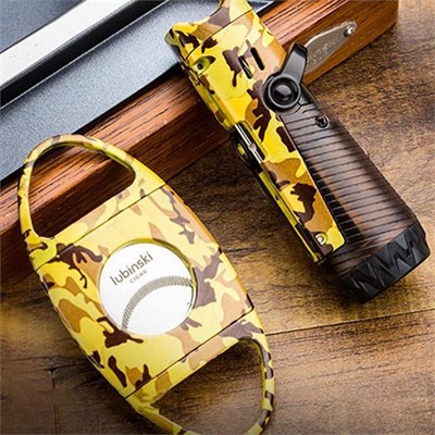 Lubinski Yeni Seri Çakmak Ve Kesici Puro Seti Camo Yellow