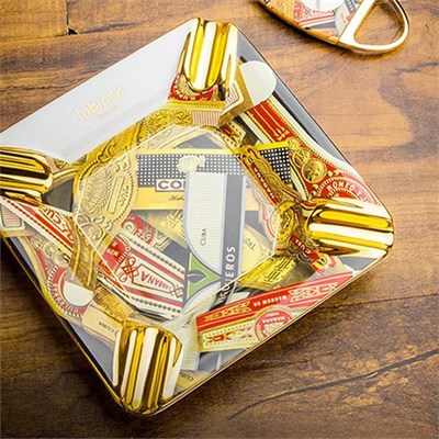 Lubinski Yeni Seri Cuban Design Üçlü Puro Seti Çakmak+Kesici+Küllük