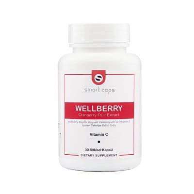 Smart Caps Wellberry Cranberry 30 Kapsül (Vaksiniyum Meyve Ekstresi, C vitamini)