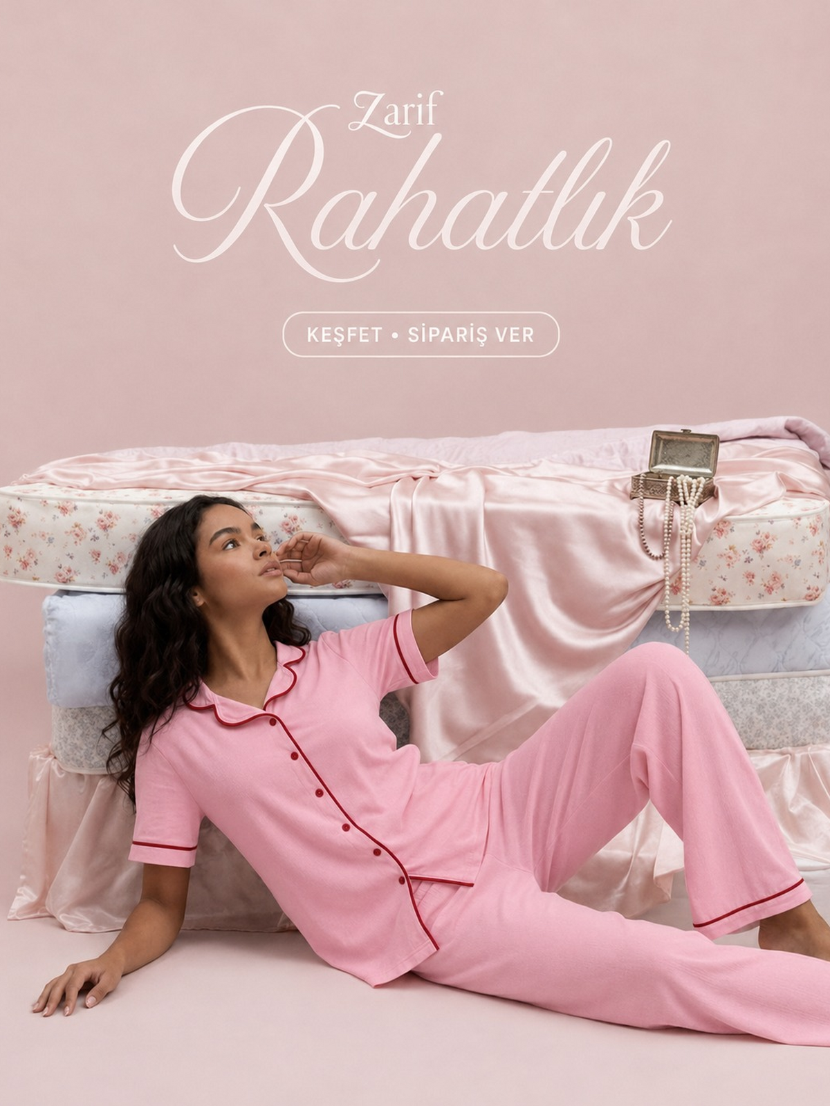 KISA KOLLU PİJAMA TAKIM