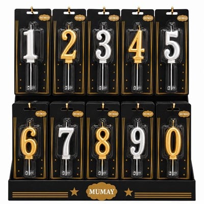 1. kalite gold gümüş rakam mum 200 adet standlı