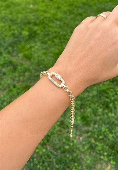 14K Oval Taşlı Bileklik