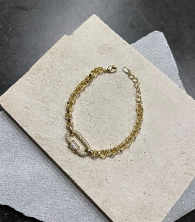 14K Oval Taşlı Bileklik