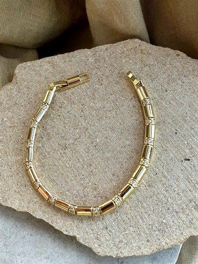14K Silindir Taşlı Bileklik