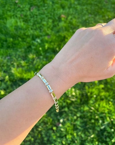 14K Silindir Taşlı Bileklik