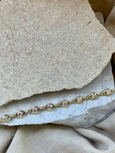 14K Taşlı Göz Bileklik