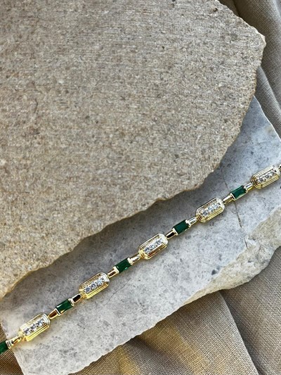 14K Yeşil ve Parıltı Taşlı Bileklik