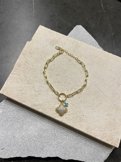 14K Yonca Charmlı Bileklik