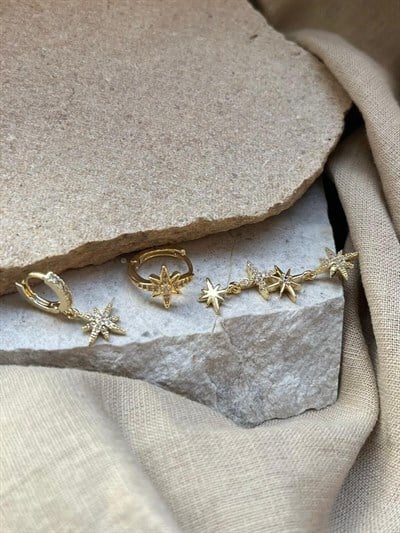YSX Jewelry Yıldızlı Üçlü Küpe Seti