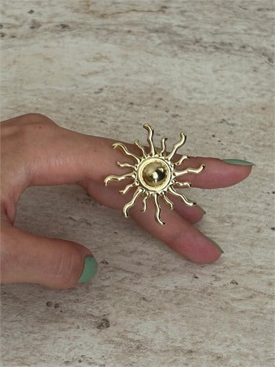 Güneş Desen Gold Yüzük