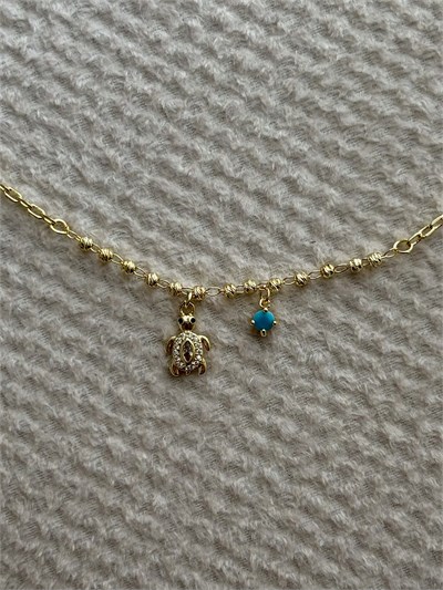 Kaplumbağa Charmlı Gold Halhal