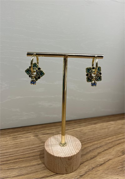 Mineli Vintage Mavi Laleli Küpe