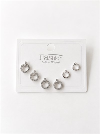 Minimal Halkalar Silver Altılı Küpe
