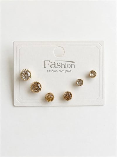 Tek Taş Gold Altılı Küpe