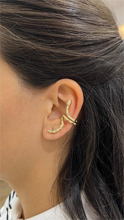 Yılanlı Gold Kıkırdak Küpe