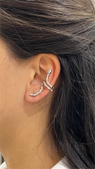 Yılanlı Silver Kıkırdak Küpe