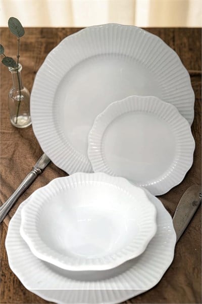Porland Porselen Frilly 24 Parça 6 Kişilik Yemek Takımı