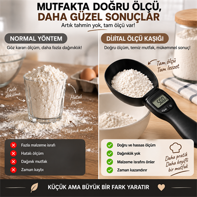 Dijital Ölçü Kaşığı Hassas Mutfak Tartısı Tare Fonksiyonlu Gr Oz Ml Cup Ölçüm CR2032 Pil 800 g